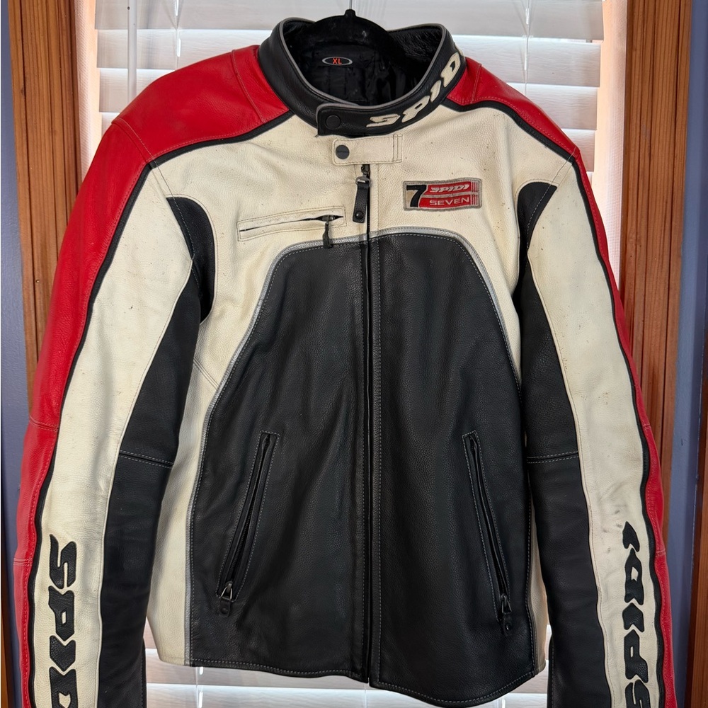 Men's Black and Red Leather Jacket